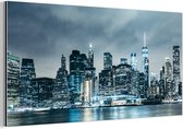 Wanddecoratie Metaal - Aluminium Schilderij Industrieel - New York - Skyline - Winter - 160x80 cm - Dibond - Foto op aluminium - Industriële muurdecoratie - Voor de woonkamer/slaapkamer