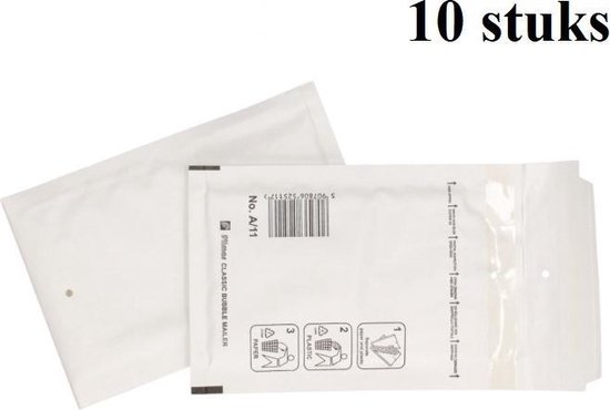 10 stuks - Luchtkussen enveloppen A (Bubbeltjes envelop A/11) binnenmaat  100 x 160mm... | bol.com