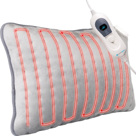 Warmtekussen Elektrisch 55-68℃ - Infrarood Verwarmingskussen - Wasbaar - Timer - Grijs - Silvergear