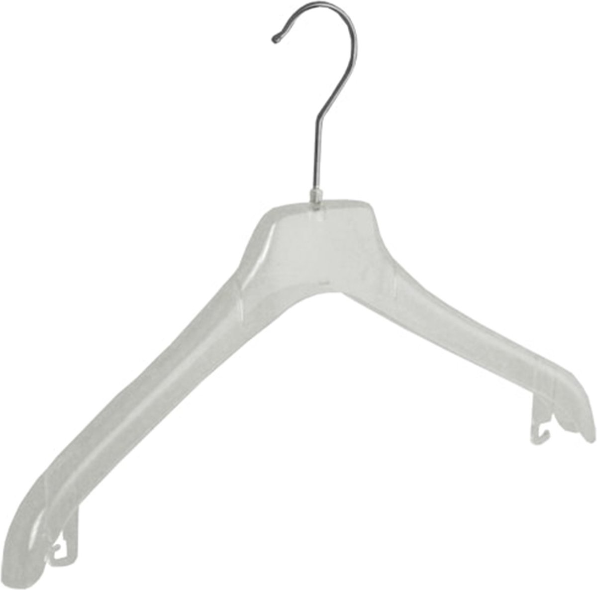 De Kledinghanger Gigant - Mantelhanger - Kostuumhanger - Jassenhanger - Volwassenen - F2/38 - 10 Stuks - Kunststof - Transparant - Schouderverbreding 2 cm - 38 cm - Kledinghanger - Kleerhanger (F2/38_02/10)