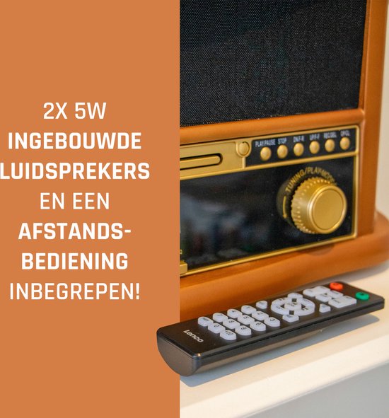 Classic Phono Retro Platenspeler - Bluetooth - Auto-stop - DAB Radio CD en Cassettespeler - TCD-2571WD - Hout — afbeelding 2