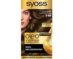 Syoss Oleo Intense 5-86 Haarverf - Lichtbruin - Permanente Haarkleuring - Ammoniakvrij - Met Voedende Oliën - 100% Grijsdekking - Langdurige Kleur - 1 stuk