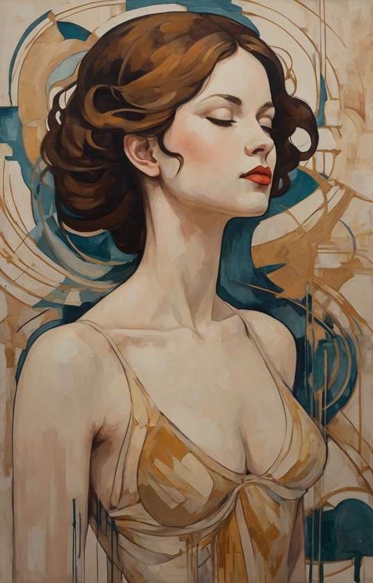 Affiche femme style Art Nouveau - Affiches Art Nouveau - Affiche femme - Décoration murale murale chambre d'enfant - Affiche salon - Décoration murale - 60 x 90 cm