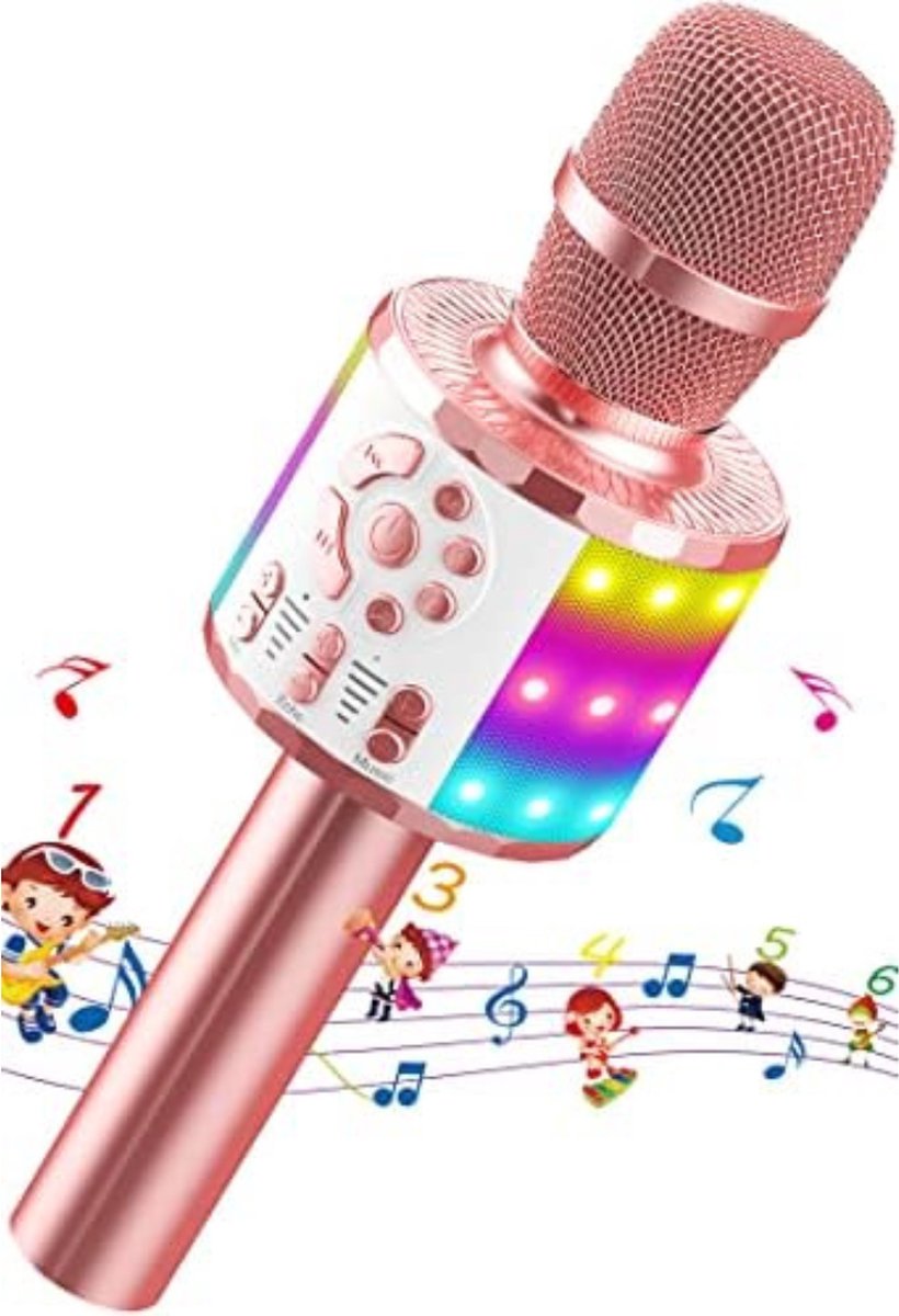 Microfoon Kinderen Speelgoed - Microfoon Kinderen Karaoke - Microfoon Bluetooth Kids - Roze Goud