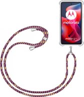 Telefoonkoord + Hoesje Geschikt voor Motorola Moto G24 - Lengte Verstelbaar - Telefoonketting - Shock Proof Case - Paars
