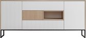 Dressoir - TV-meubel - Zoe 2D3S - Lades - Planken - Metalen poten - Visgraat - Wit - Naturel - 197 cm