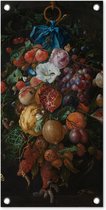 Tuinposter Festoen van vruchten en bloemen - Schilderij van Jan Davidsz. de Heem - 30x60 cm - Tuindoek - Buitenposter
