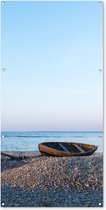 Wanddecoratie buiten Strand - Boot - Zee - 80x160 cm - Tuindoek - Buitenposter