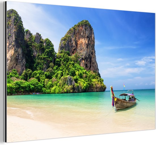 Décoration murale Métal - Peinture Aluminium Industrielle - Plage - Mer - Thaïlande - Bateau - 30x20 cm - Dibond - Photo sur aluminium - Décoration murale industrielle - Pour le salon / chambre