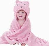BoefieBoef IJsbeer Roze 2-in-1 Fleece Badcape & Wikkeldeken voor Baby's/Peuters met Dierencapuchon: Warm, Zacht & Comfortabel - Ideaal als Kraamcadeau