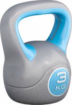 Bol.com Gorilla Sports Kettlebell Trendy - Kunststof - 3 kg - Grijs - Blauw aanbieding