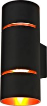 INSPIRE - Wandlamp TUBBO 2 lichtpunten - Geïntegreerde LED's - 2x510LM - 3000K - H.20 cm - Aluminium - Zwart en koper