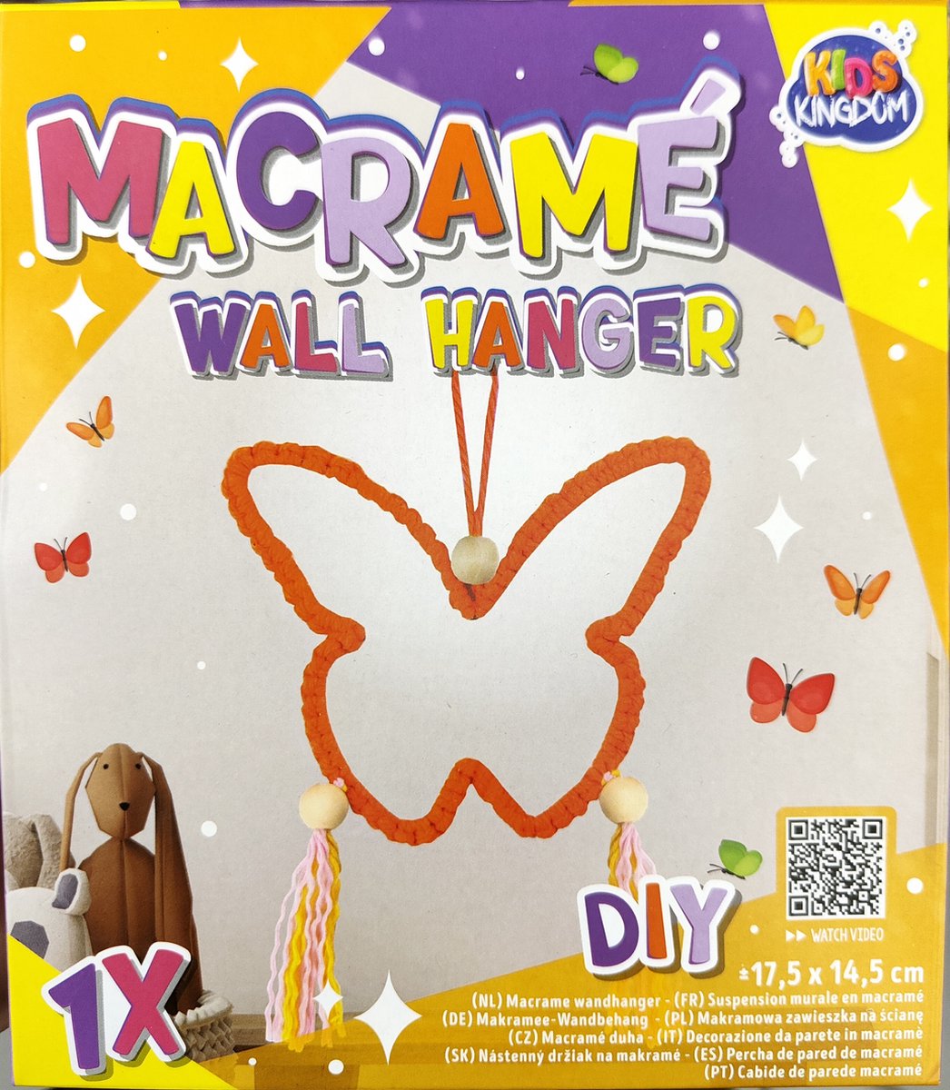 Macrame wandhanger - Macrame wall hanger - vlinder DIY - knutselpakket - kinderknutselspeelgoed