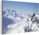 Wanddecoratie Metaal - Aluminium Schilderij Industrieel - Alpen - Sneeuw - Berg - 120x80 cm - Dibond - Foto op aluminium - Industriële muurdecoratie - Voor de woonkamer/slaapkamer