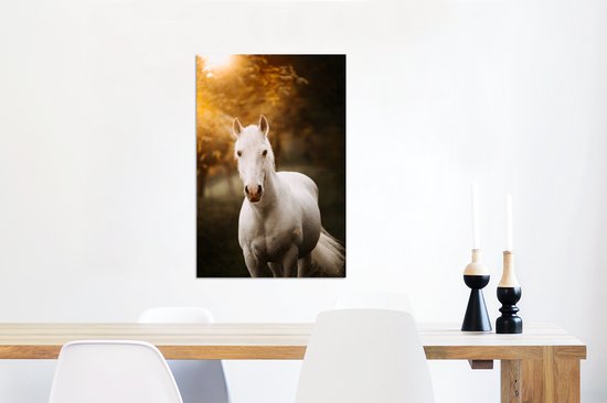Décoration murale Métal - Peinture Aluminium Industriel - Cheval - Lumière - Soleil - 60x90 cm - Dibond - Photo sur aluminium - Décoration murale industrielle - Pour le salon/chambre