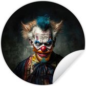 WallCircle - Muurstickers - Behangcirkel - Clown - Portret - Make up - Clownsneus - Kleding - ⌀ 30 cm - Muurcirkel - Zelfklevend - Ronde Behangsticker