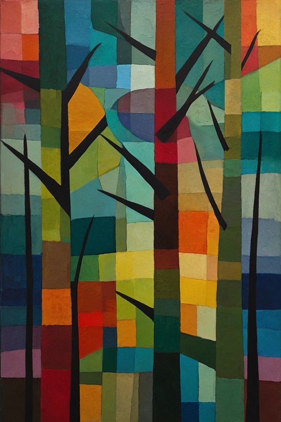 Forêt abstraite - Décoration murale Abstraction - Peintures forêt - Décoration murale moderne - Peinture sur toile - Décoration chambre - 60 x 90 cm 18mm