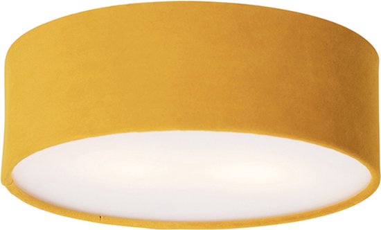 QAZQA drum - Moderne Plafondlamp - 2 lichts - Ø 30 cm - Geel - Woonkamer | Slaapkamer | Keuken