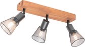 QAZQA kristina - Industriele Plafondlamp en wandlamp - 3 lichts - L 55 cm - Zwart - Industrieel - Woonkamer | Slaapkamer | Keuken