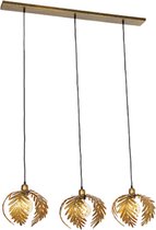 QAZQA botanica - Landelijke Hanglamp voor boven de eettafel | in eetkamer - 3 lichts - L 100 cm - Goud/messing - Woonkamer | Slaapkamer | Keuken
