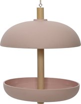 Decoris silo d'alimentation pour oiseaux suspendu - rose clair - bois de bambou - 21 x 25 cm