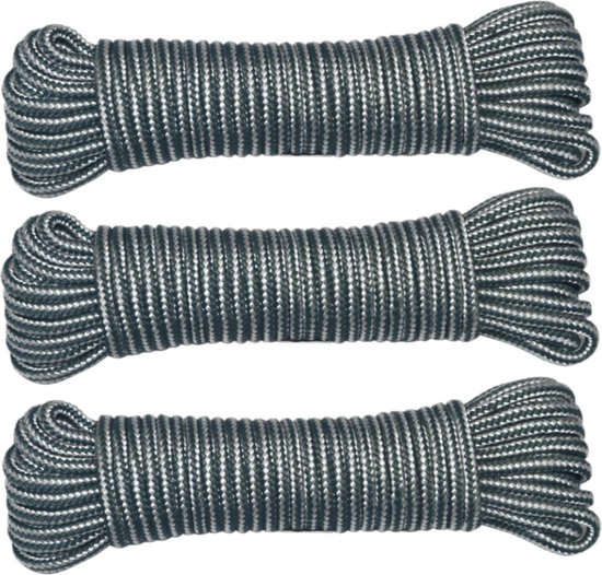 Corde AMIG Paracord - 3x - 10 mètres - D4mm - 100kg - PP/PE - vert armée/blanc