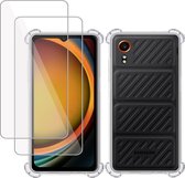 Hoesje + 2x Screenprotector geschikt voor Samsung Galaxy Xcover 7 – Tempered Glass - Extreme Shock Case Transparant