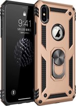 Anti-Shock Hybrid Ring Armor Hoesje Geschikt voor: iPhone X / XS - Goud