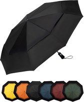 Compacte reisparaplu groot stormbestendig - automatisch opvouwbare paraplu voor mannen en vrouwen, dubbele tefloncoating 102 cm spanwijdte 9 ribben paraplu