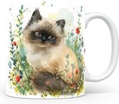 Mok met Himalayan Kat Beker voor koffie of tas voor thee, cadeau voor dierenliefhebbers, moeder, vader, collega, vriend, vriendin, kantoor