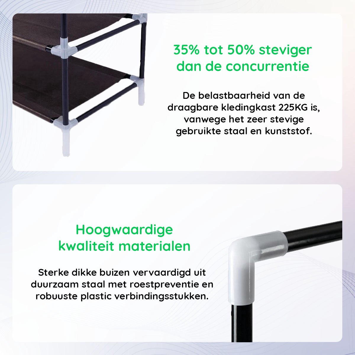 FOERPL Kledingkast, opvouwbare kledingkast met 5 dobbelstenen, 1 kledingstang, zeer eenvoudige montage, multifunctionele garderobe voor woonkamer, slaapkamer, woning, 135 cm hoog