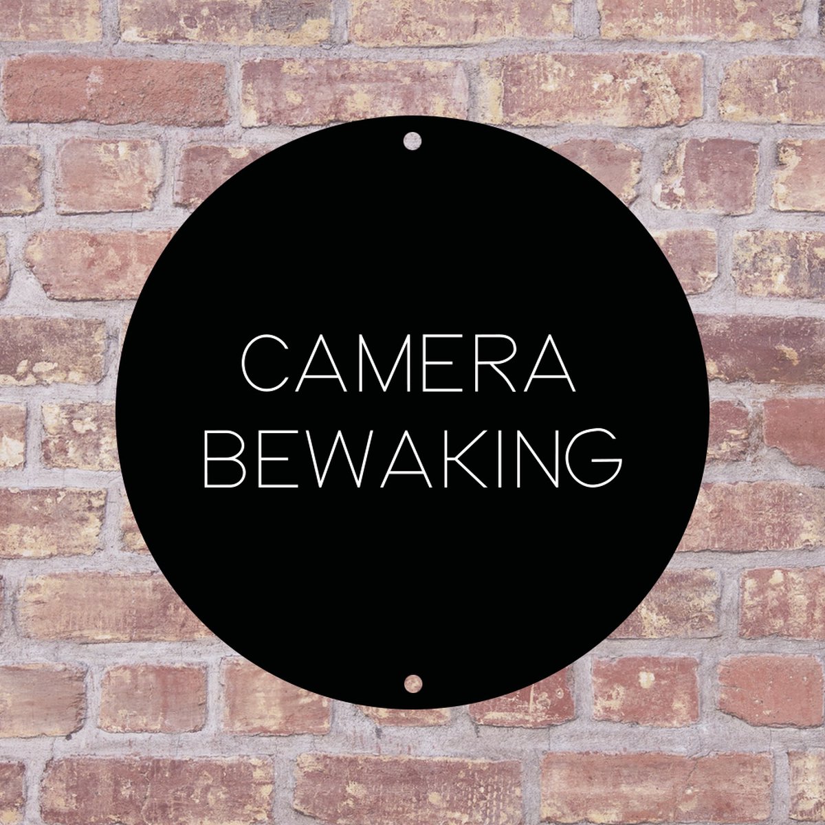 Label2X - Bordje Camera bewaking 25 x 25 cm - Zwart met witte tekst - Zonder boorgaatjes - deurbord