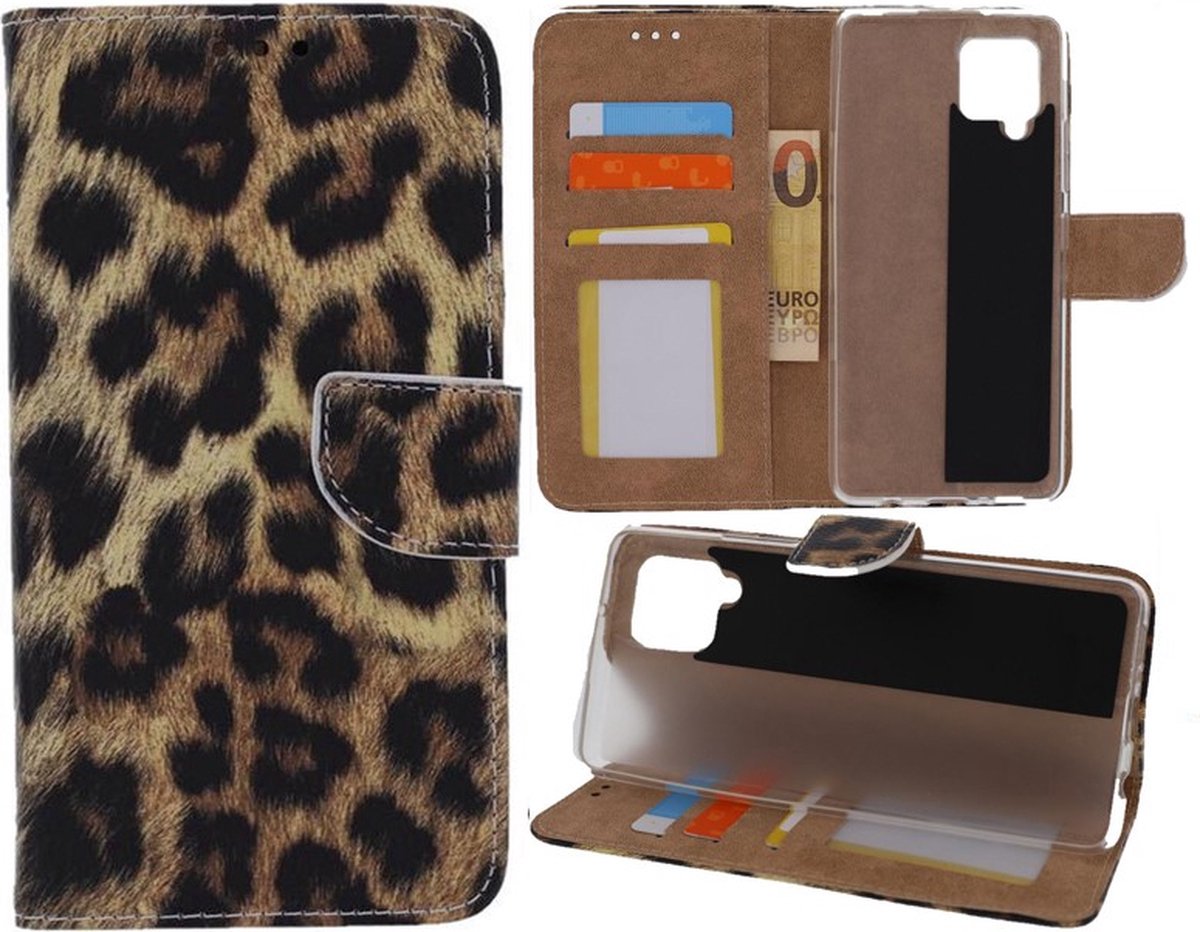 Portemonnee Book Case Hoesje Geschikt voor: Samsung Galaxy A42 - Luipaard Print