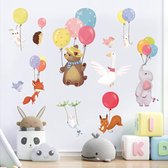 Muurstickers Kleurrijk Ballonnen Muurtattoo Dieren Wanddecoratie Baby Kinderkamer Slaapkamer Speel Kamer