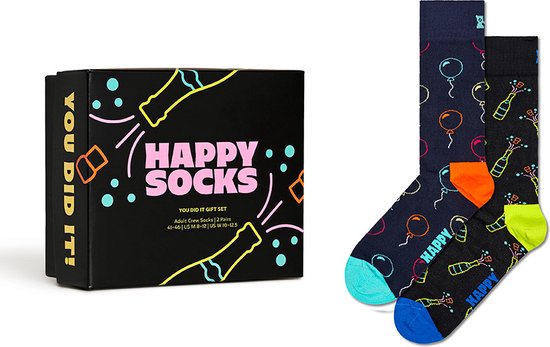 Happy Socks giftbox 2P sokken you did it blauw & zwart - 36-40