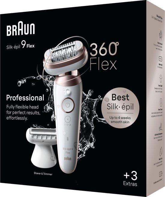 Braun Silk·épil 9 Flex - Epilator met Ladyshave opzetstuk - type 9-030 3D - Wit/Rose Titan