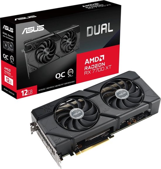 ASUS Dual -RX7700XT-O12G, Radeon RX 7700 XT, 12 GB, GDDR6, 192 Bit, 7680 x 4320 Pixels, PCI Express 4.0