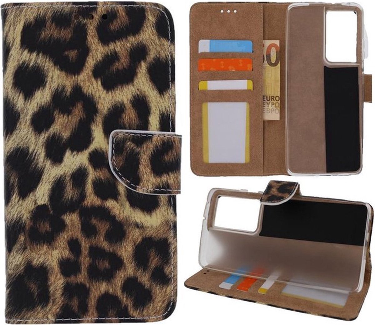 Portemonnee Book Case Hoesje Geschikt voor: Samsung Galaxy S20 Ultra - Luipaard Print