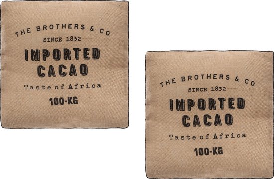 Atmosphera Coussin de sol Cacao - 2x - Jute - beige - 40 x 40 x 12 cm - carré - extra épais - coussin de siège