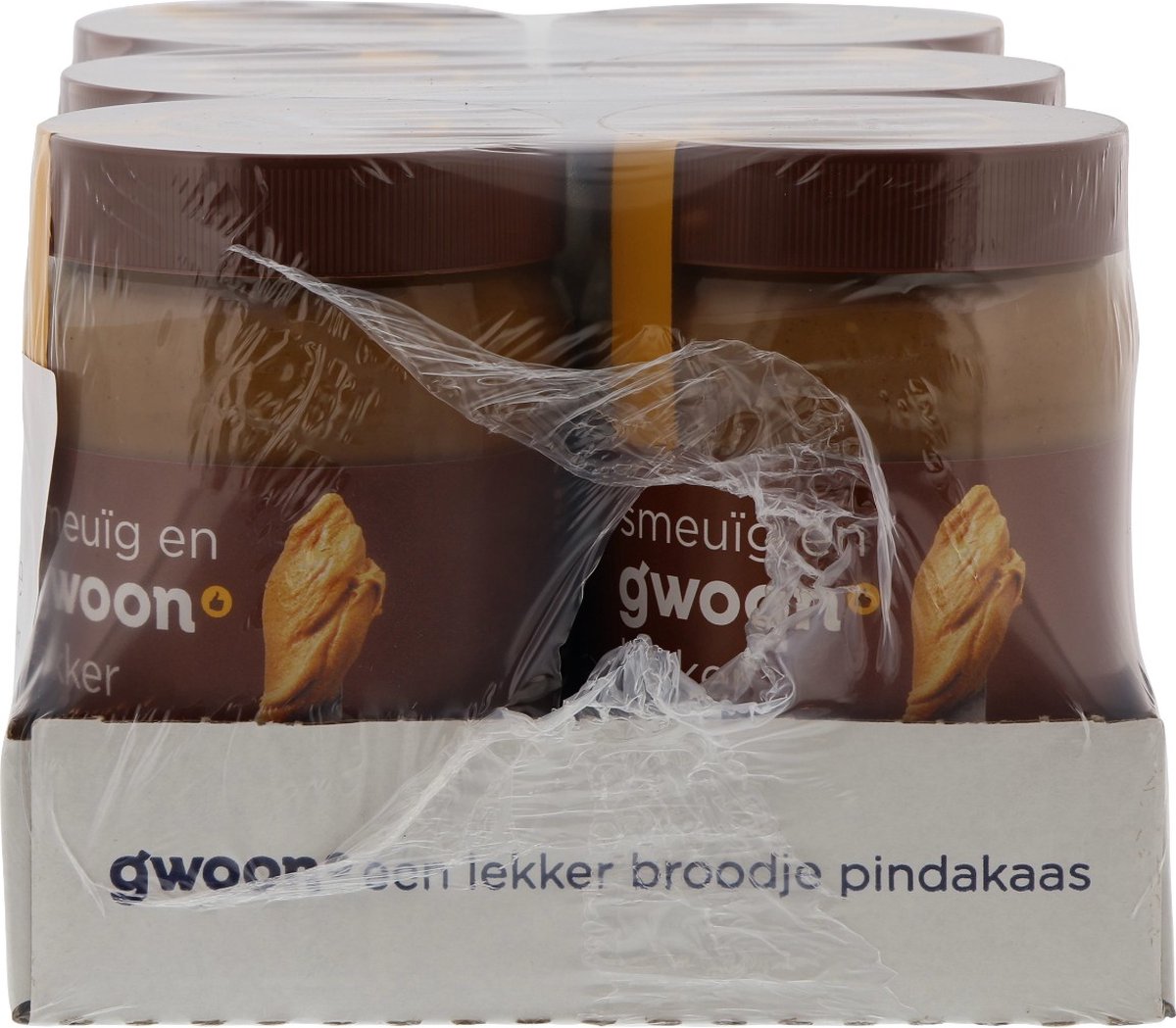 G'woon Pindakaas naturel 6 potten x 600 gram