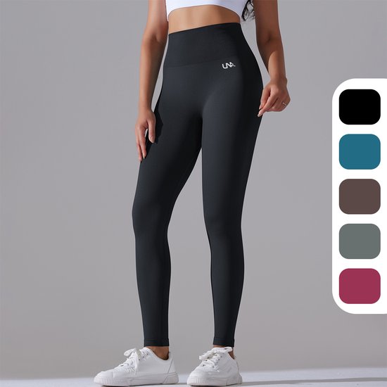 UNA - Legging de sport femme - Vêtements de sport femme - Pantalon de sport femme - Yoga Vêtements Femme - Squat proof - Taille haute - Shapewear - Zwart Taille M
