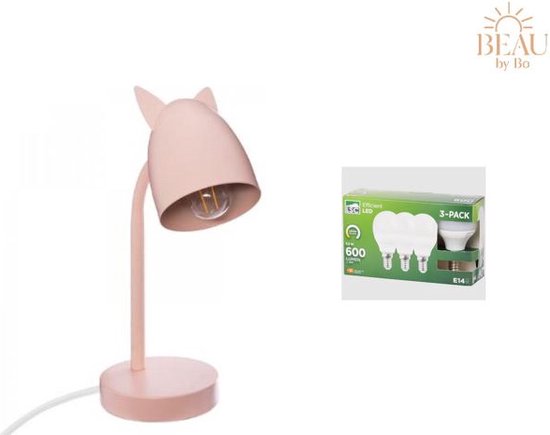 BEAU by Bo Bureaulamp Roze oortjes met 3 LED lampen E14