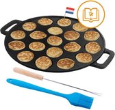 Poêle à poffertjes CuisiNoon® Basic - avec pinceau et fourchette à poffertjes - Machine à poffertjes avec livre de cuisson