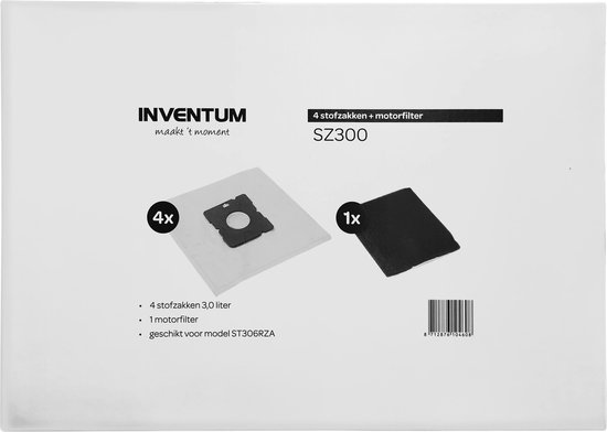 Inventum SZ300 - Stofzuigerzak - 4 stuks - Inventum