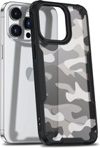 Geschikt voor iPhone 13 Pro Hoesje - Cover Hoes - Stevige Bumpers - Backcover 13 Pro - Anti Shock - Telefoonhoesje - Hybrid X Fonu - Camo Case - Camouflage - Legerprint