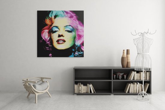 Canvas Schilderij - Marilyn Monroe - Portret - Vierkant - 100x100x2 cm