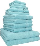 12-delige badstof handdoekenset - 2x lighanddoeken - 4x handdoeken - 2x gastendoekjes - 2x zeepdoekjes - 2x washandjes - oceaan