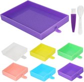 Diamond Painting Organizer - Plastic met verschillende kleuren bakjes - 6 stuks - lepeltje - kwastje