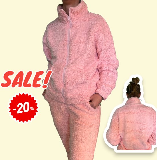 Roze - Huispak - Teddy - Fleece - [ Maat 38/40 ] - Dames - Joggingpak - Gewatteerd - Fleece vest & Fleece broek - Setje voor volwassenen - Cadeau voor vrouw - Fluffy en Warm