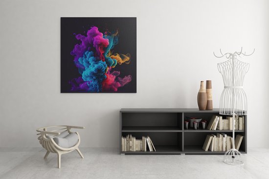 Canvas Schilderij - Abstract - Kleurrijke - Rook - Wanddecoratie - 40x40x2 cm